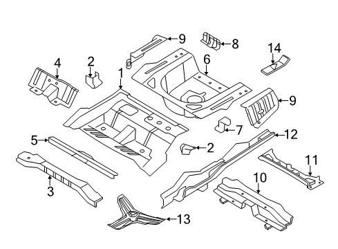 2015 Kia Optima Rear Body - Floor & Rails Member Assembly-Rear Floor Diagram for 656103Q000