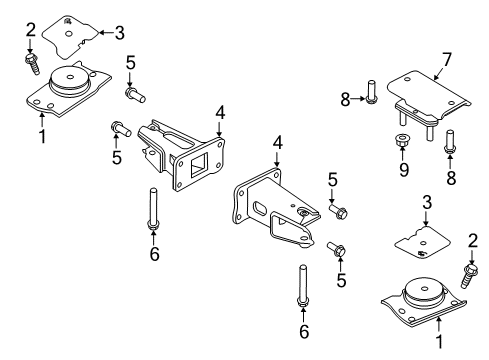 2017 Nissan Titan XD Engine & Trans Mounting Bolt-Flange Diagram for 081B1-0251A