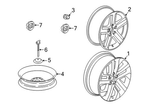 2021 Honda Ridgeline Wheels, Covers & Trim W-DISK (18X8J) Diagram for 42700-T6Z-A71