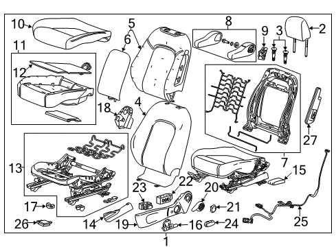 2019 Buick Encore Driver Seat Components Recliner Handle Diagram for 42645794