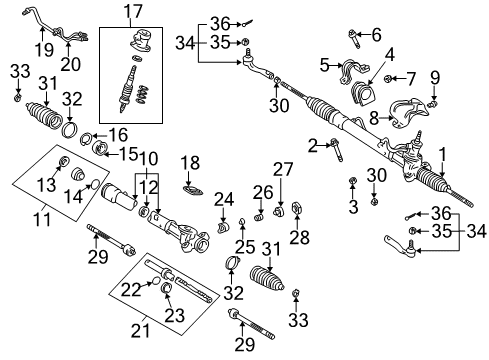 2001 Toyota Echo Steering Column & Wheel, Steering Gear & Linkage Insulator Bolt Diagram for 90080-10140