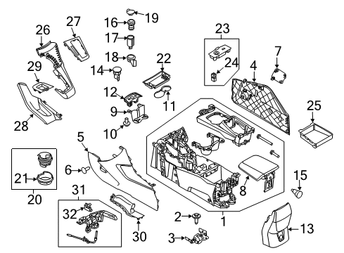2012 Ford Focus Parking Brake Center Console Diagram for CV6Z-58045A36-CB