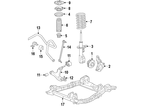 2011 Cadillac SRX Front Suspension Components, Lower Control Arm, Ride Control, Stabilizer Bar Front Coil Springs Diagram for 20906124