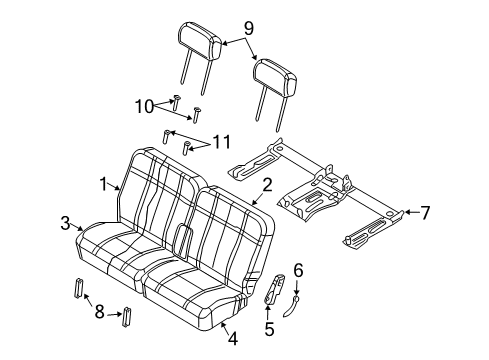 2005 Dodge Durango Rear Seat Components Rear Seat Cushion Right Diagram for ZV101J3AA