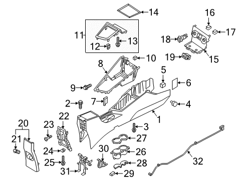 2018 Hyundai Accent Console Bracket Assembly-Console Support Diagram for 84631-J0200