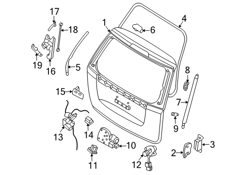 2007 Hyundai Entourage Lift Gate Switch Assembly-Power Tail Gate Diagram for 967404D100CS