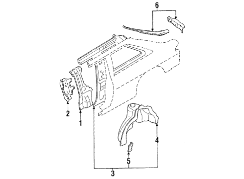 1992 Ford Escort Inner Structure - Quarter Panel Gutter Diagram for FOCZ5845119A
