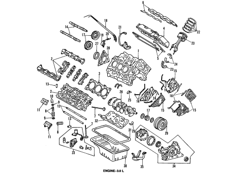 1991 Acura NSX Powertrain Control Gasket B, Rear Timing Belt Cover Plate Diagram for 11876-PR7-A00