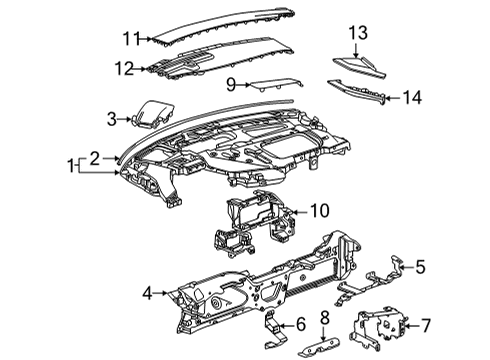 2020 Chevrolet Corvette Cluster & Switches, Instrument Panel Reinforce Beam Mount Bolt Diagram for 11548851