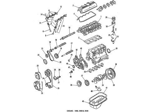 1987 Mitsubishi Tredia Engine Parts, Mounts, Cylinder Head & Valves, Camshaft & Timing, Oil Pan, Oil Pump, Balance Shafts, Crankshaft & Bearings, Pistons, Rings & Bearings SPROCKET Diagram for MD041400
