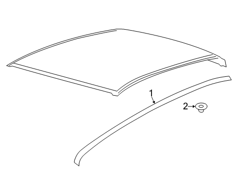 2021 Ford Ranger Exterior Trim - Cab Roof Molding Diagram for KB3Z-2151700-A