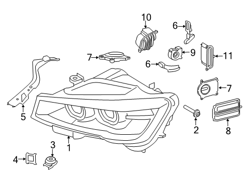 2015 BMW X4 Headlamps Repair Kit, Cover, Led, Fan, Left Diagram for 63117401165