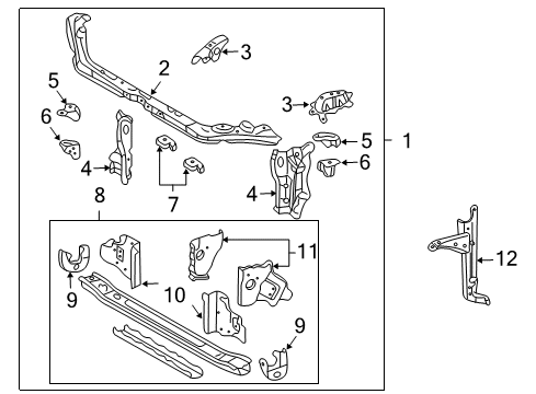 2003 Pontiac Vibe Radiator Support Upper Tie Bar Diagram for 88972195
