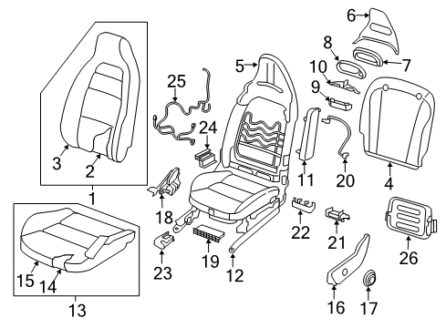 2017 Infiniti QX30 Driver Seat Components Mat Assy-Air Lumbar Seat Diagram for 87619-5DA0A