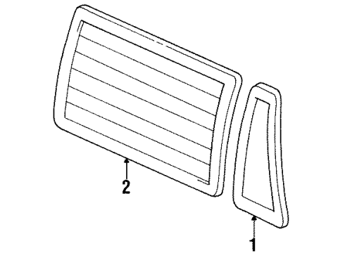 1997 Isuzu Trooper Back Door - Glass & Hardware Glass, Passenger Side Back Door Window Diagram for 8-97810-998-1