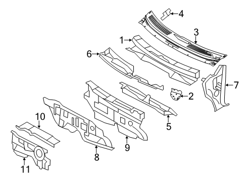 2014 Lincoln MKX Cowl Insulator Diagram for CT4Z-7801670-A