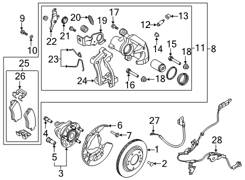 2019 Hyundai Veloster Rear Brakes Guide Cable, LH Diagram for 58226-G3400