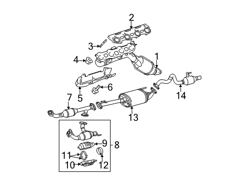 2006 Toyota 4Runner Exhaust Components Muffler & Tail Pipe Diagram for 17430-31410