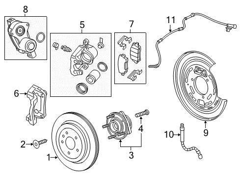 2021 Chevrolet Camaro Brake Components Rear Pads Diagram for 85113995