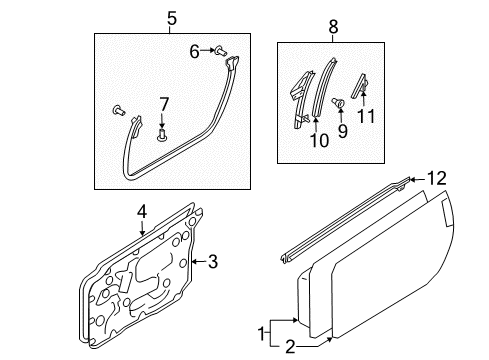 2009 Nissan 350Z Door & Components, Exterior Trim Weatherstrip-Front Door, LH Diagram for 80831-CE401