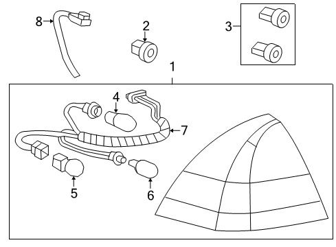 2016 Chevrolet Impala Limited Bulbs Tail Lamp Assembly Diagram for 25971598