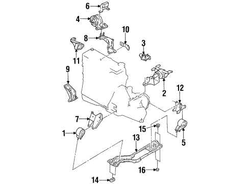 1997 Kia Sephia Engine & Trans Mounting Stay Bracket, NO3 Diagram for 0K24A39035A