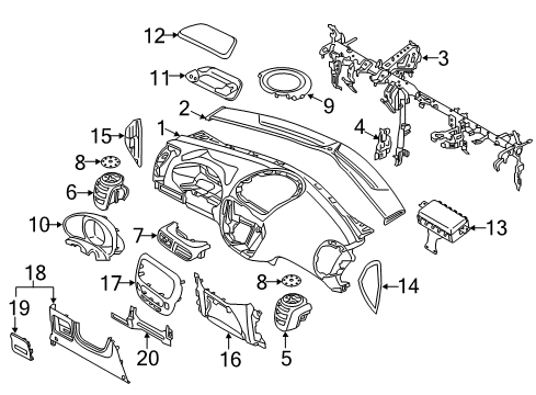 2016 Kia Soul EV Instrument Panel Duct Assembly-Side Air VENTILATOR Diagram for 97480B2100BF6