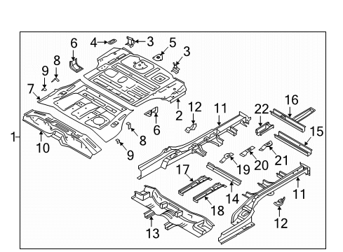 2021 Hyundai Palisade Rear Floor & Rails CROSSMEMBER Assembly-Rear Floor, No Diagram for 65810-S8000