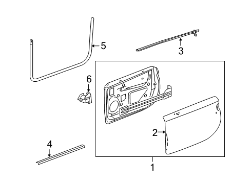 2005 Chevrolet SSR Door & Components Weatherstrip Asm-Front Side Door Lower Auxiliary Diagram for 15185761