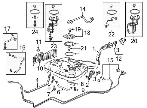 2021 Honda Odyssey Fuel System Components REGULATOR SET Diagram for 17049-THR-A01