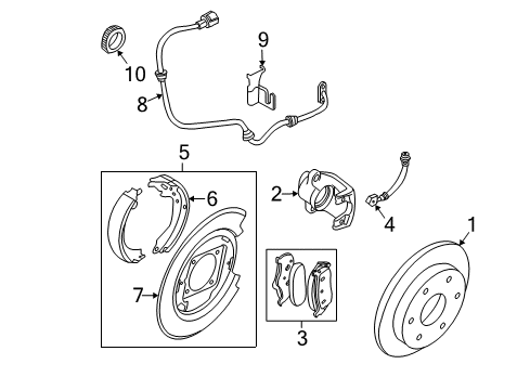 2013 Nissan Frontier Brake Components CALIPER Assembly-Rear RH, W/O Pads Or SHIMS Diagram for 44001-ZL42A
