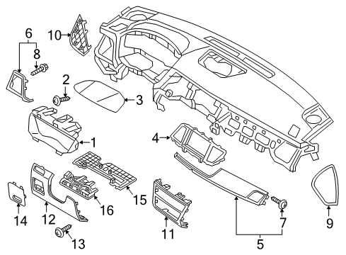2015 Hyundai Genesis Cluster & Switches, Instrument Panel Garnish Assembly-Crash Pad, RH Diagram for 84795-B1000-XB2