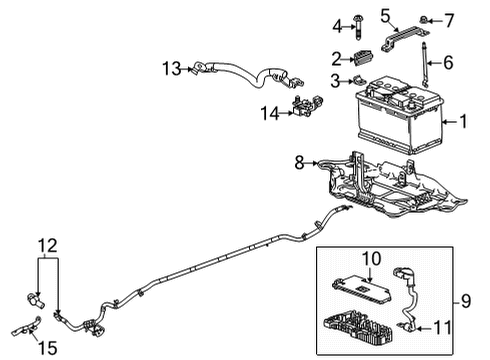 2022 Chevrolet Corvette Battery Cable Nut Diagram for 11104191