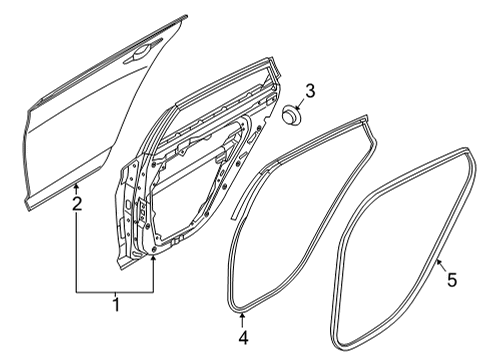 2022 Hyundai Sonata Door & Components W/STRIP Assembly-RR Dr Side LH Diagram for 83130-L1000