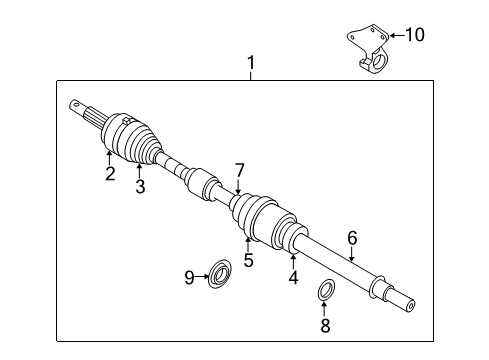 2019 Infiniti QX60 Drive Axles - Front Link Shaft Assembly Diagram for 39750-3JA0A