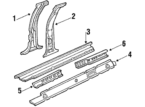 1987 Oldsmobile Delta 88 Center Pillar, Rocker Panel Asm-Center Pillar(RH) Diagram for 5974698