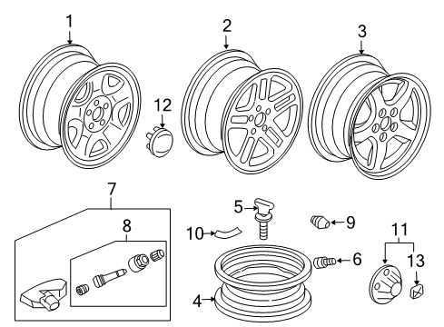 2004 Honda Pilot Wheels, Covers & Trim Bolt, Anchor Diagram for 83853-SEZ-000