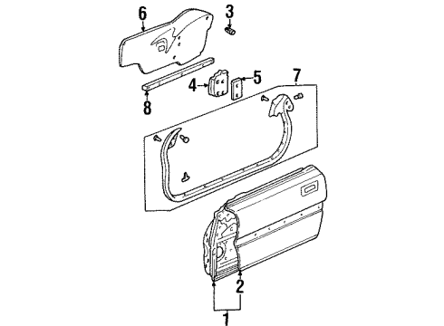 1997 Acura TL Front Door Weatherstrip, Left Front Door (Lower) Diagram for 72350-SW5-003