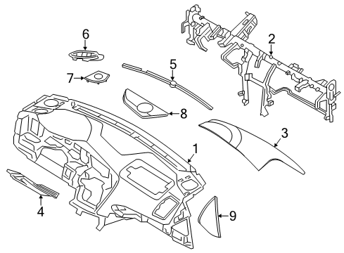2015 Kia Optima Cluster & Switches, Instrument Panel Cover Assembly-Crash Pad Side Diagram for 847672T00087
