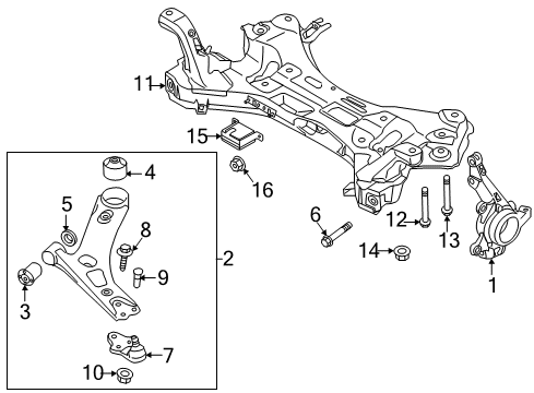 2011 Kia Sportage Front Suspension Components, Lower Control Arm, Stabilizer Bar Bolt Diagram for 624922E100