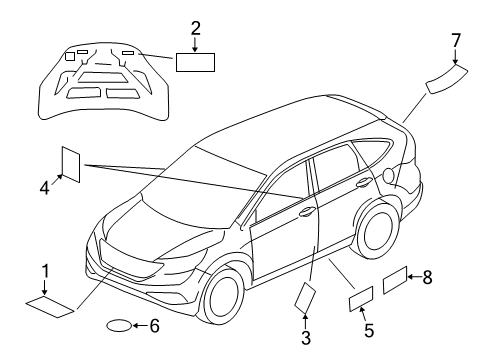 2012 Honda CR-V Information Labels Label, Air Conditioner Caution Diagram for 80050-T0A-H00