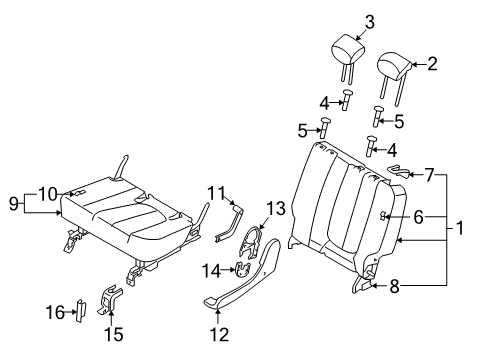 2007 Kia Rondo Second Row Seats Cover-Shield Rear Seat Diagram for 896121D050RU