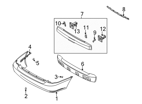 2003 Kia Optima Rear Bumper Beam Assembly-Rear Bumper Diagram for 866303C010