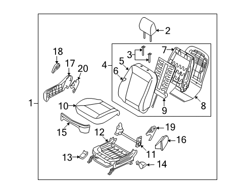 2010 Hyundai Santa Fe Heated Seats Covering-Front Seat Cushion Passenge Diagram for 88260-0W610-MKU