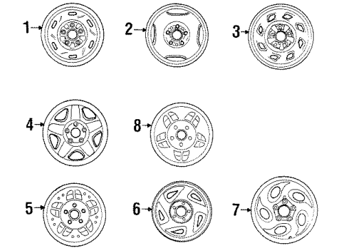 1995 Ford Ranger Wheels Wheel, Steel Diagram for F37Z-1015-A