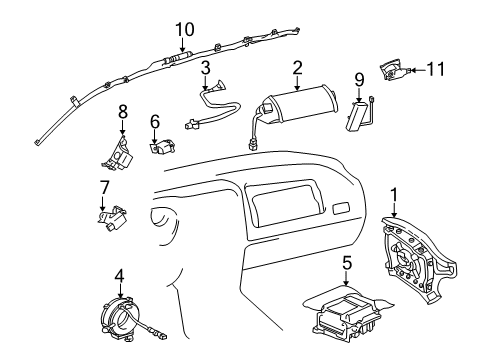 2004 Toyota RAV4 Air Bag Components Center Sensor Diagram for 89170-42160