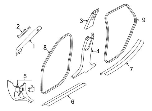2018 BMW X1 Interior Trim - Pillars, Rocker & Floor Deformation Plate, A-Pillar, Left Diagram for 51437332813