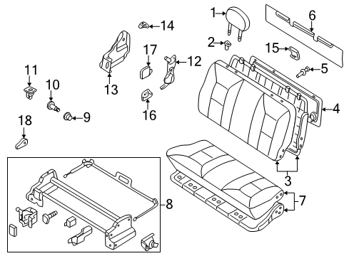 2000 Nissan Quest Rear Seat Components Cushion Assy-3RD Seat Diagram for 89300-7B202