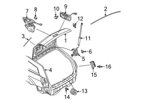 2007 Dodge Magnum Gate & Hardware Liftgate Hinge Diagram for 5112181AB