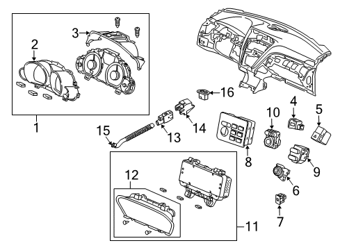 2012 Acura ZDX Ignition Lock Switch Assembly, Hazard & Passenger Srs Indicator Diagram for 35510-SZN-A01